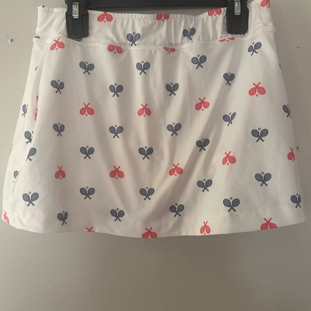 Blue, pink, and white tennis skirt